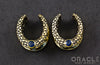 3/4" (19mm) Brass Saddles with Nugget Texture and London Blue Topaz