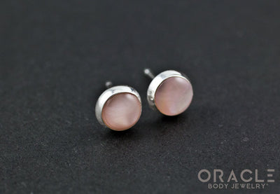 Sterling Silver Pink Cat's Eye Earrings