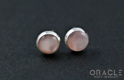 Sterling Silver Pink Cat's Eye Earrings