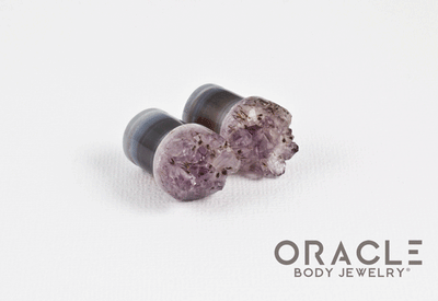 7/16" (11mm) Druzy Rough Amethyst Single Flare Plugs