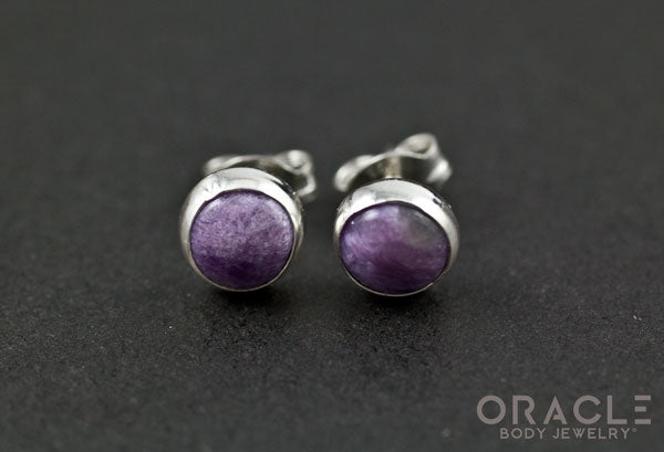 Sterling Silver Light Charoite Earrings