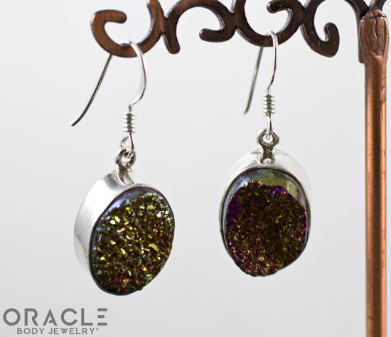 Sterling Silver Titanium Coated Druzy Agate Earrings