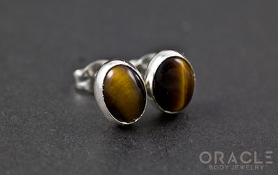 Sterling Silver Yellow Tiger Eye Earrings