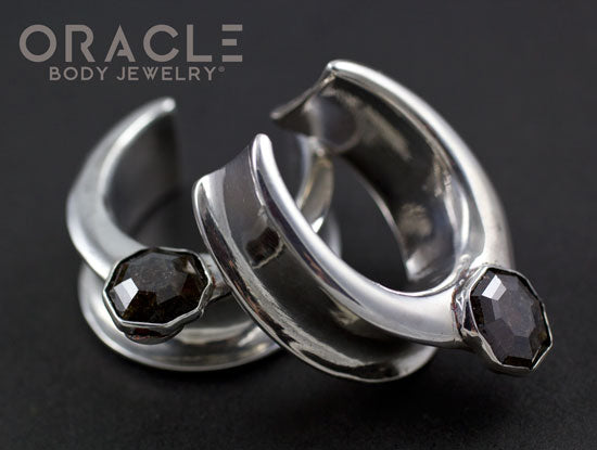 1" (25.4mm) Solid Silver Saddles With Dark Salt and Pepper Diamonds
