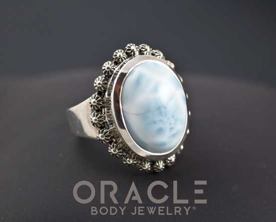 Sterling Silver Larimar Ring Size 7