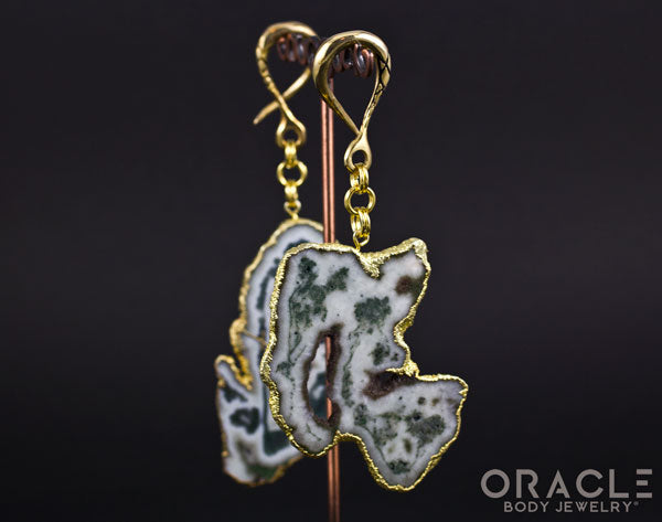 Crossover with Gold Plated Green Tree Agate