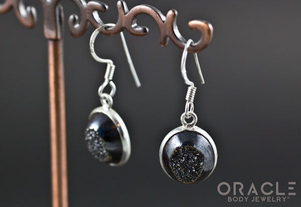 Sterling Silver Titanium Coated Druzy Earrings