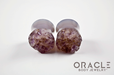 5/8" (16mm) Druzy Rough Amethyst Double Flare Plugs