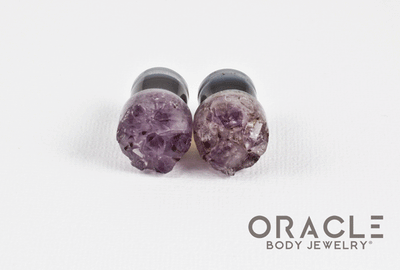 7/16" (11mm) Druzy Rough Amethyst Single Flare Plugs