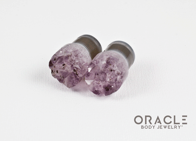 1/2" (12.5mm) Druzy Rough Amethyst Single Flare Plugs