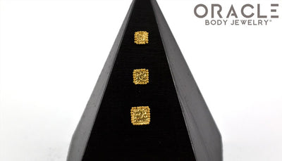 14k Hammered Square Threadless Rose Gold End