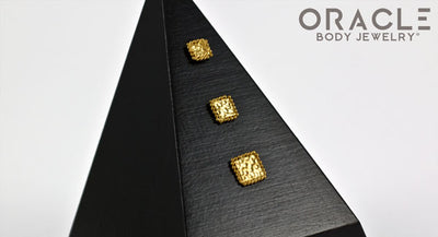 14k Hammered Square Threadless Rose Gold End