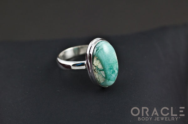 Sterling Silver ring with Gem Silica Size 6.5