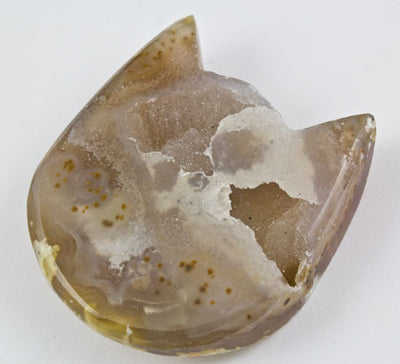 Agate Geode Kitty Cat Carving