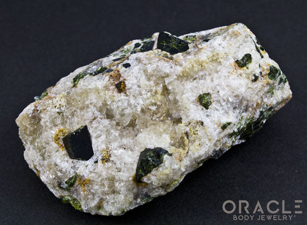 Epidote Crystals on Quartz Specimen