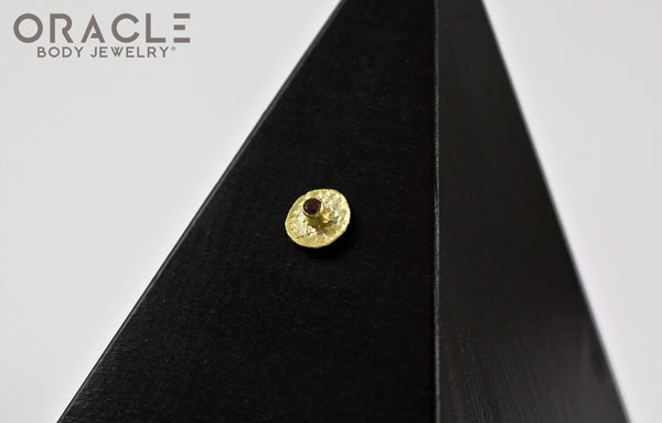 14k Hammered Disk with Smoky Quartz Threadless Gold End