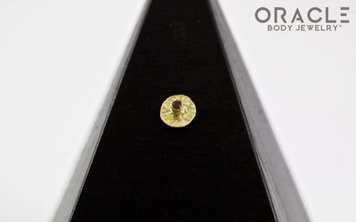 14k Hammered Disk with Smoky Quartz Threadless Gold End