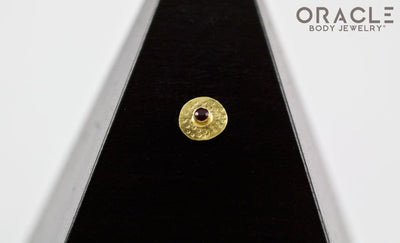 14k Hammered Disk with Ruby Threadless Gold End
