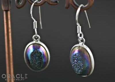 Sterling Silver Titanium Coated Druzy Earrings