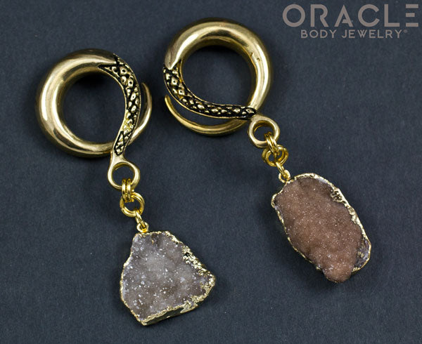 Crossover With Gold Plated Druzy Rough Agate