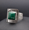 Sterling Silver Malachite Ring Size 10