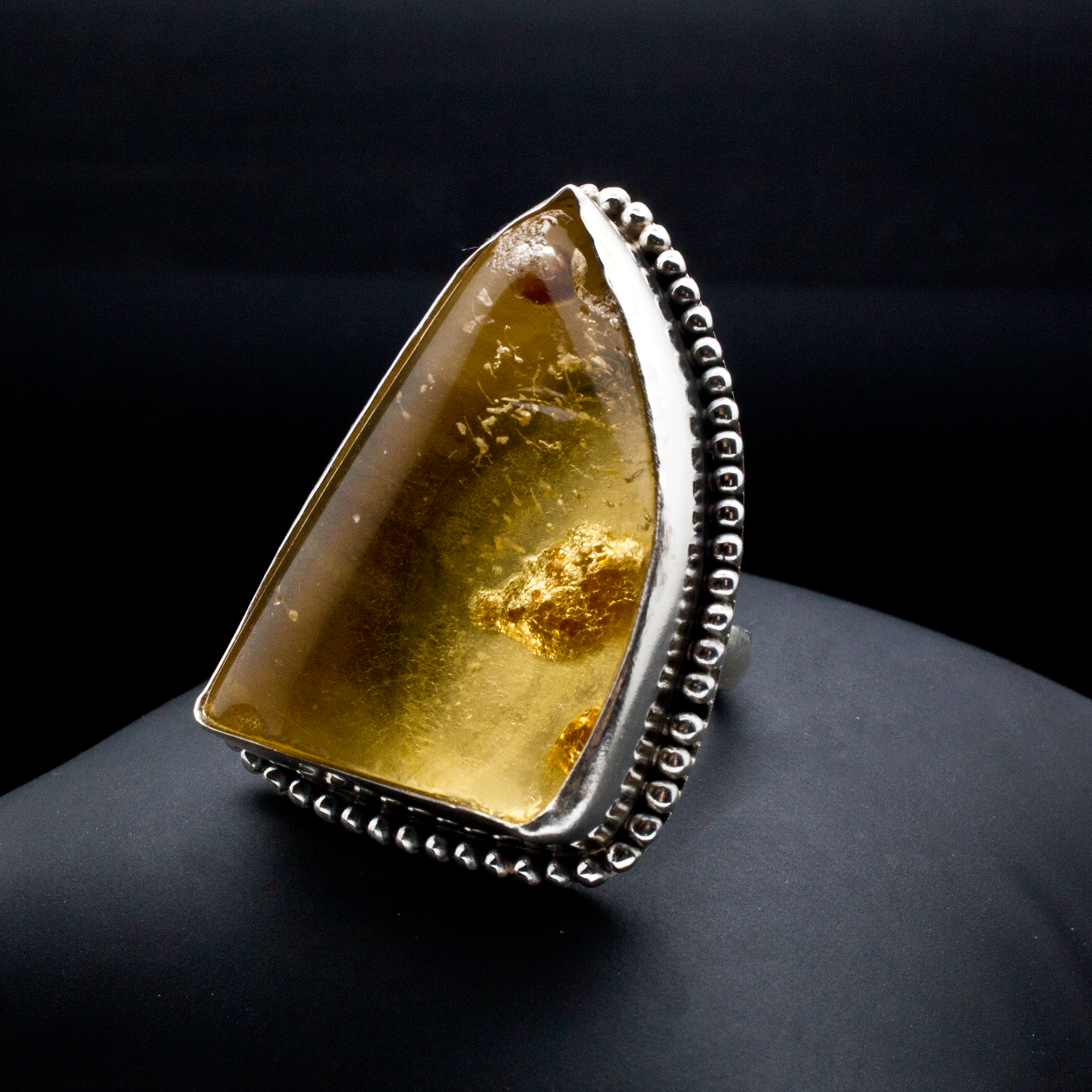 Sterling Silver Copal Amber Ring Size 9