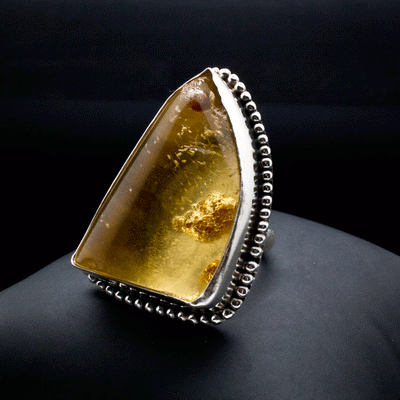 Sterling Silver Copal Amber Ring Size 9