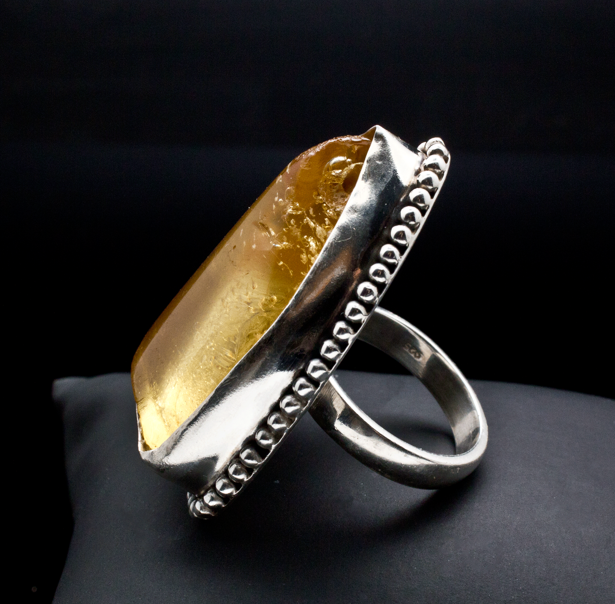 Sterling Silver Copal Amber Ring Size 9