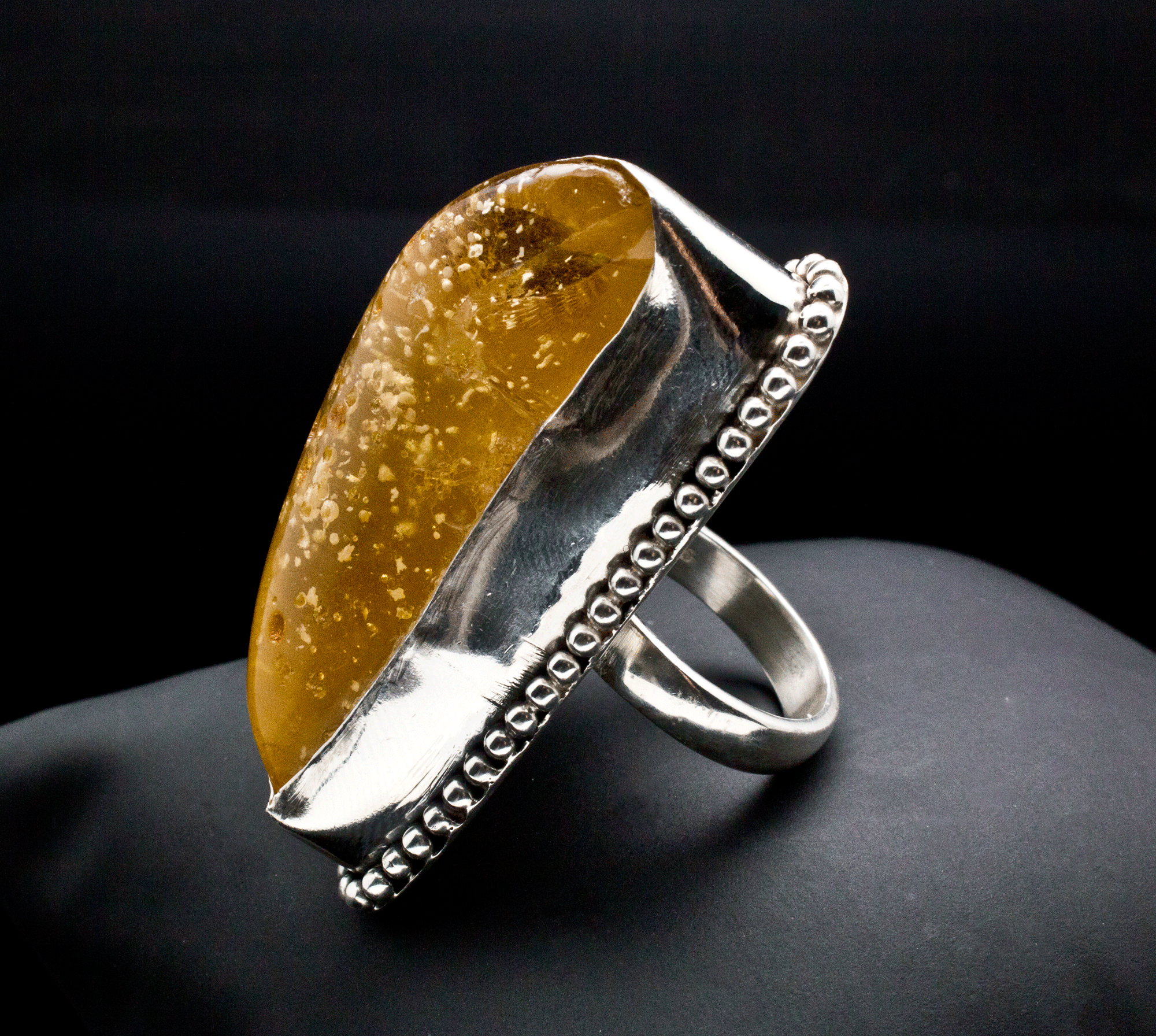 Sterling Silver Copal Amber Ring Size 7