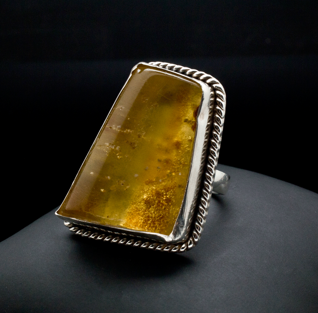 Sterling Silver Copal Amber Ring Size 8