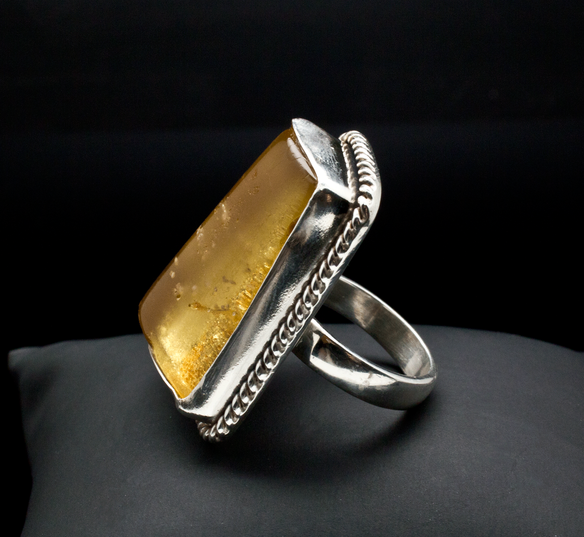 Sterling Silver Copal Amber Ring Size 8