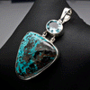 Sterling Silver Azurite and Blue Topaz Pendant