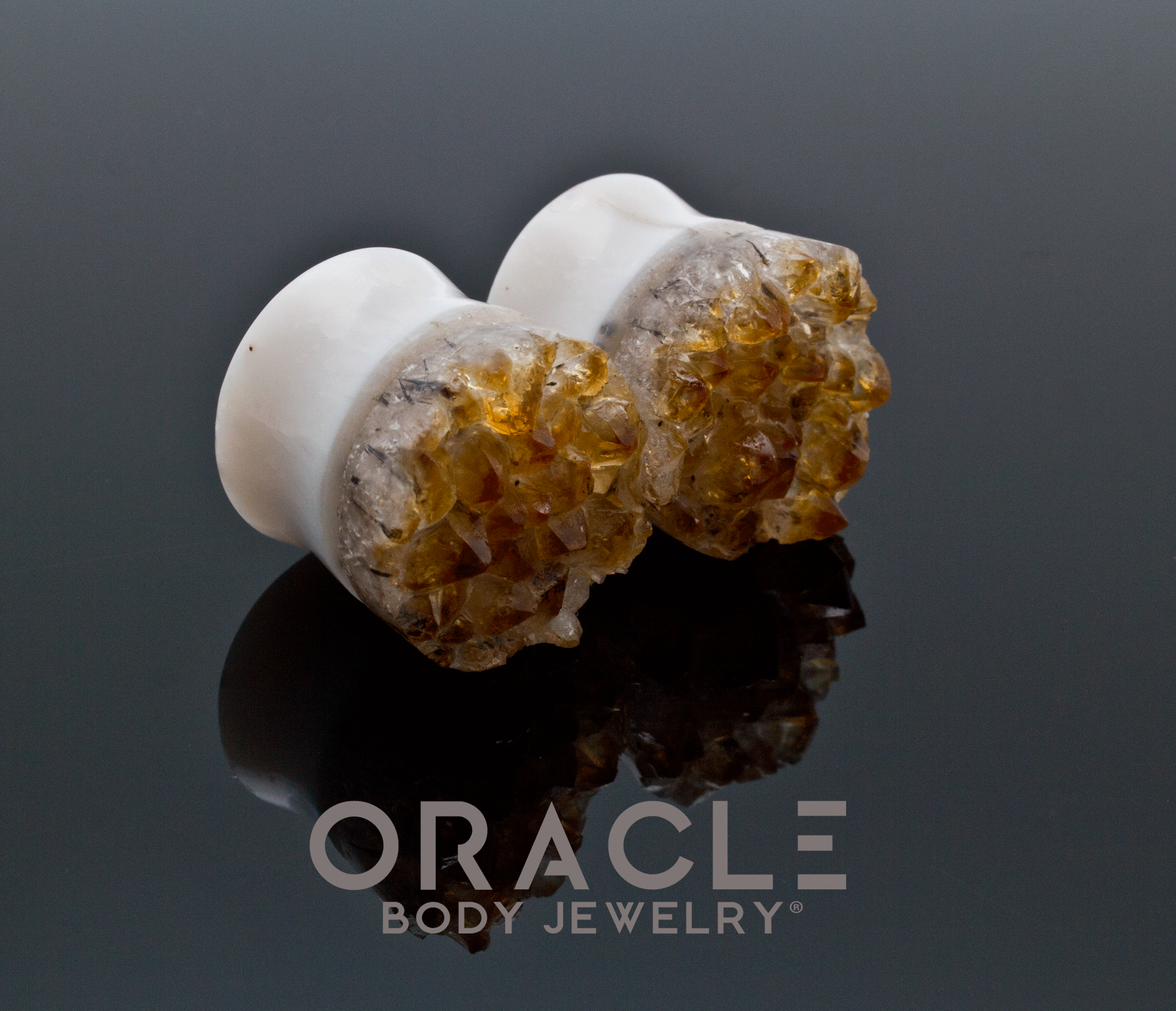 3/4" (19mm) Druzy Rough Citrine Plugs