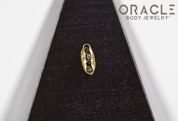 14k Channel Set Black Diamond Threadless Gold End