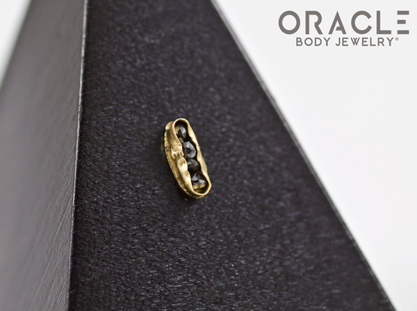 14k Channel Set Black Diamond Threadless Gold End