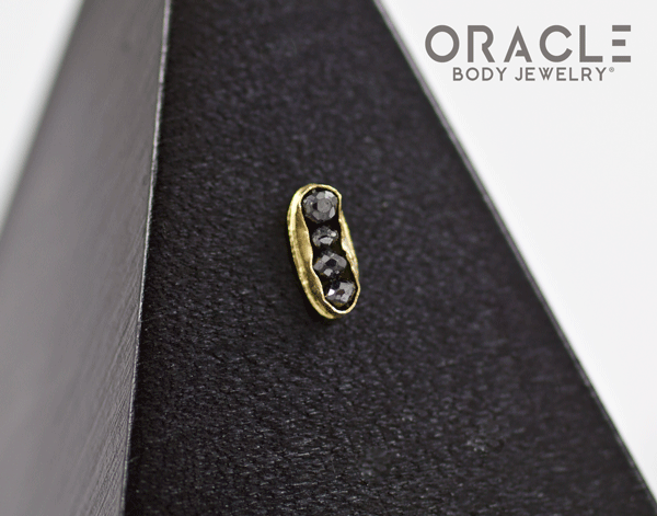 14k Channel Set Black Diamond Threadless Gold End