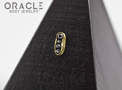 14k Channel Set Black Diamond Threadless Gold End