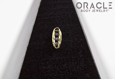 14k Channel Set Black Diamond Threadless Gold End