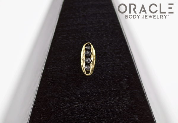 14k Channel Set Black Diamond Threadless Gold End