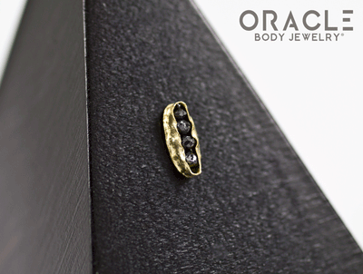 14k Channel Set Black Diamond Threadless Gold End