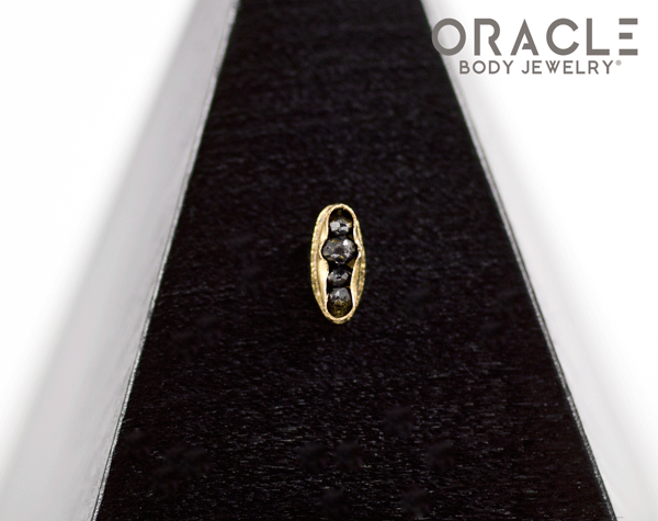 14k Channel Set Black Diamond Threadless Gold End