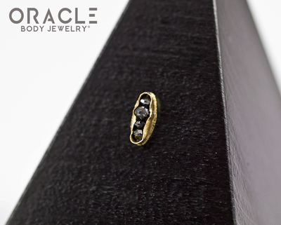 14k Channel Set Black Diamond Threadless Gold End