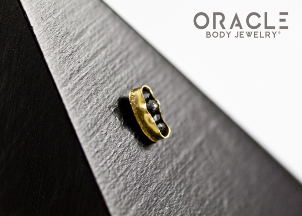 14k Channel Set Black Diamond Threadless Gold End