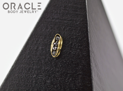 14k Channel Set Black Diamond Threadless Gold End
