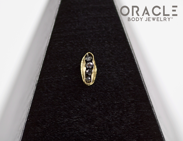 14k Channel Set Black Diamond Threadless Gold End