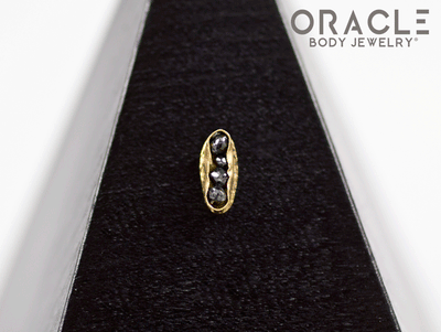 14k Channel Set Black Diamond Threadless Gold End
