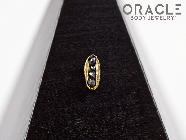 14k Channel Set Black Diamond Threadless Gold End