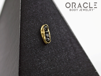 14k Channel Set Black Diamond Threadless Gold End