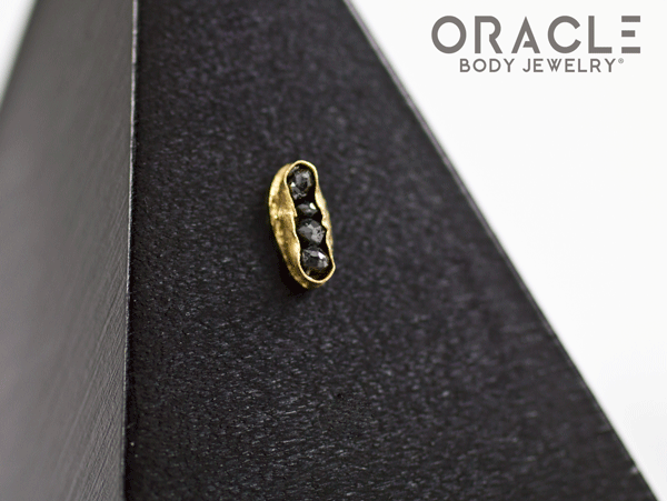 14k Channel Set Black Diamond Threadless Gold End
