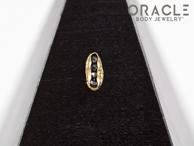14k Channel Set Black Diamond Threadless Gold End